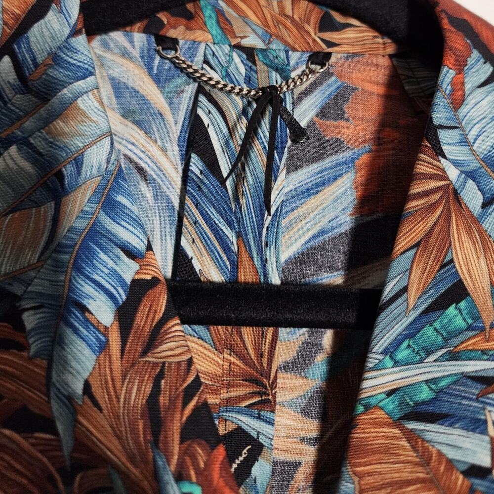 Salvatore Ferragamo Azure Floral Short Sleeve Mohair Blend Blazer Jacket Shirt - Picture 6 of 14